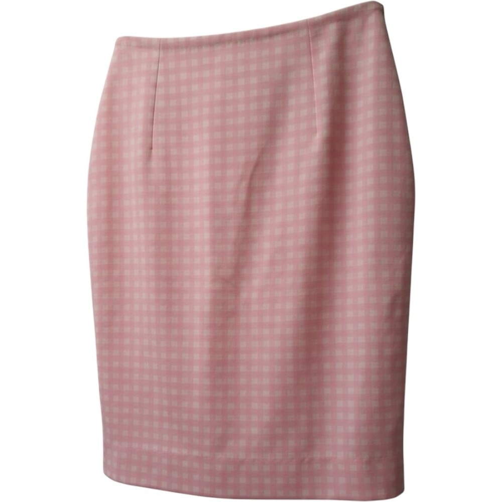 Vintage Sears Roebuck Pink Gingham Pencil Skirt Retro Knit Straight Mini Skirt